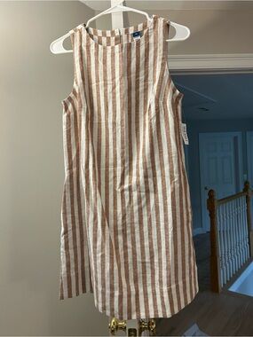 Old Navy Striped Sleeveless Shift Dress in White and Brown